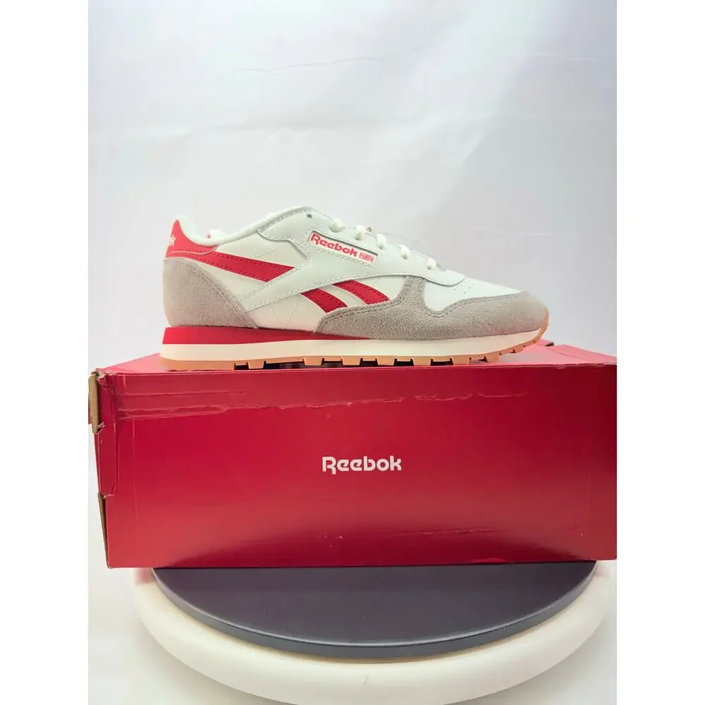 Reebok Classic Leather Size 6 Youth Womens 7.5 White Red Running Shoes Retro NEW